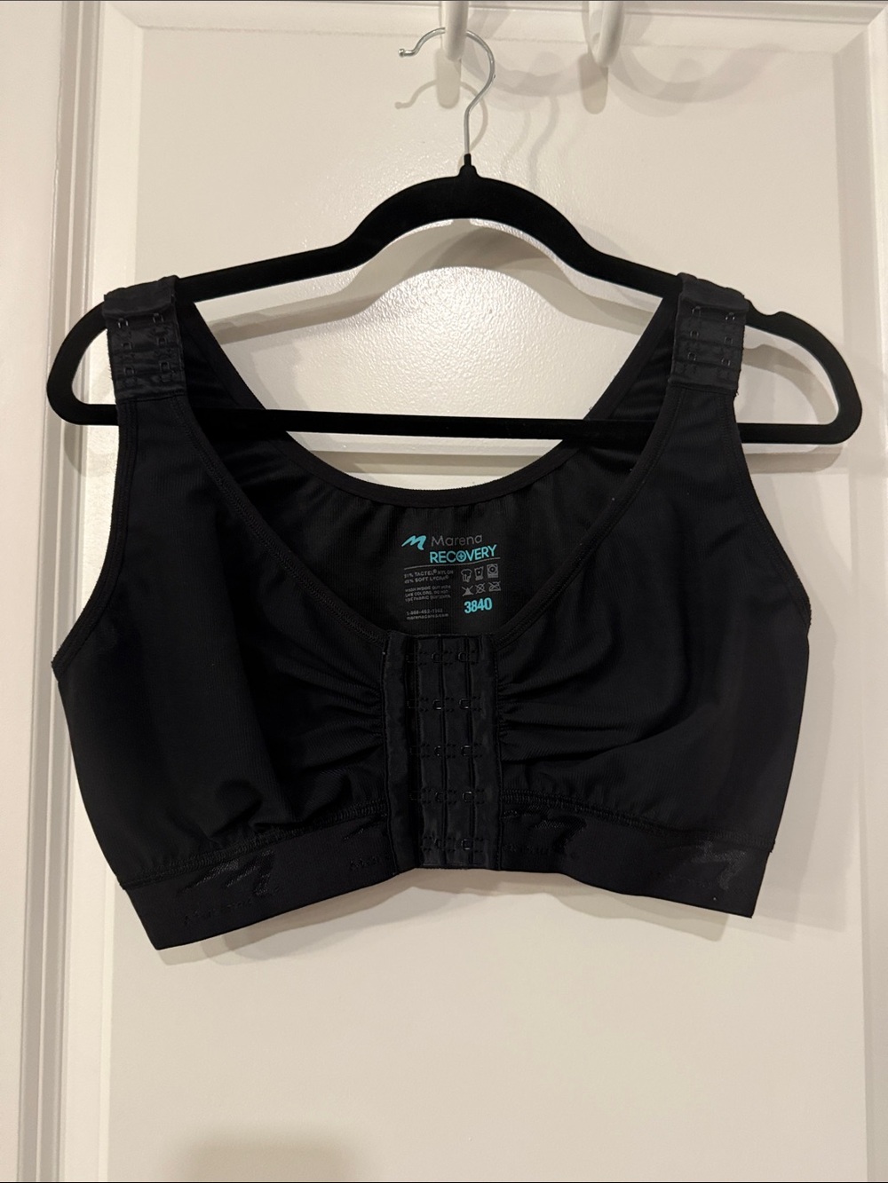Lightly worn Marena Recovery 38/40 Front Hook Black Compression Bra